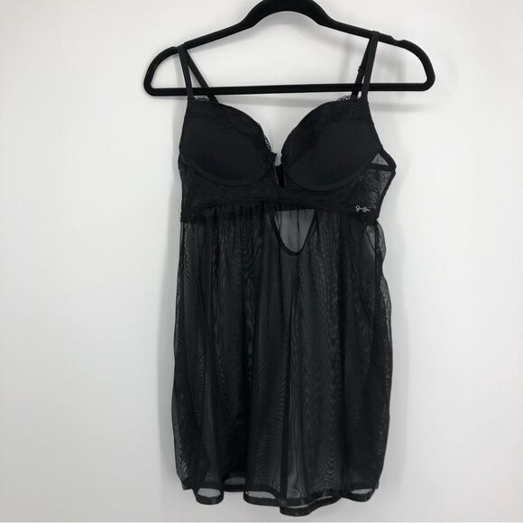 JESSICA SIMPSON Black Mesh‎ Lace Babydoll Medium - Picture 1 of 6